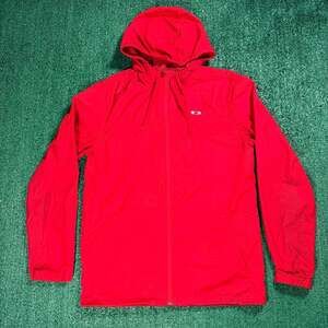Oakley Red Full Zip Hooded Windbreaker Jacket Medium